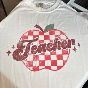 Comfort Colors White Tee with Red Apple Design